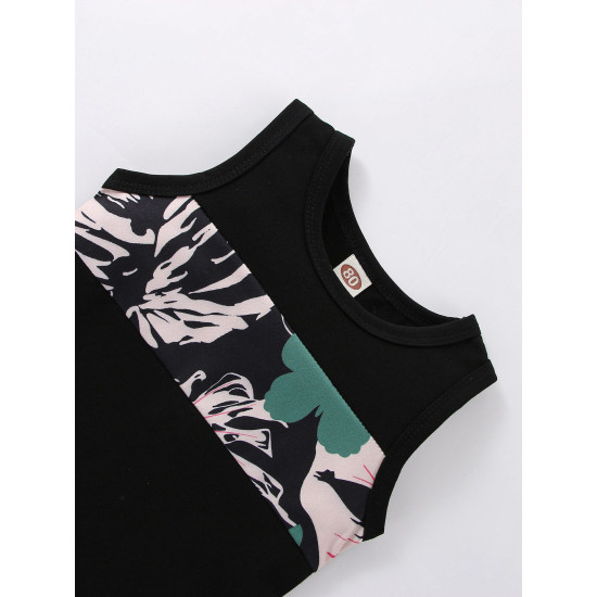 3-24M Baby Sets Tropical Print Tank Top & Shorts Set  Baby Clothing   