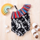 9M-5Y Toddler Girl Cow Print Rainbow Collar Single Shoulder Sling One Piece Swimsuit  Girls Clothes   