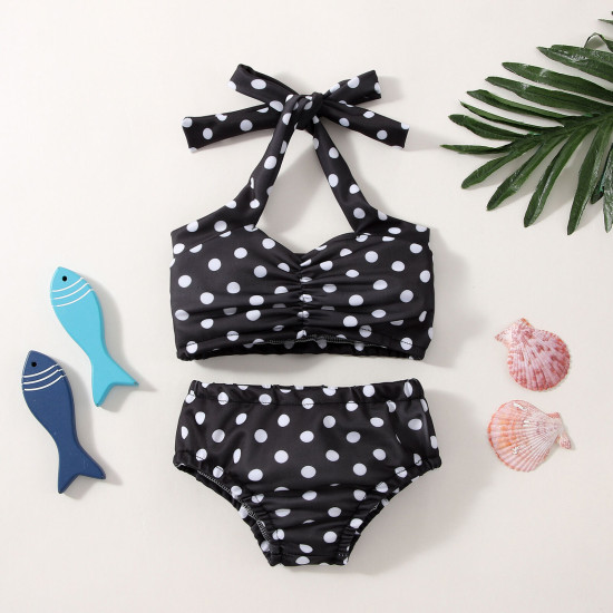 6M-3Y Baby Girl Swimwear & Beachwear Sets Polka Dot Print Lace-Up Bikini And Shorts  Baby Clothes Suppliers   