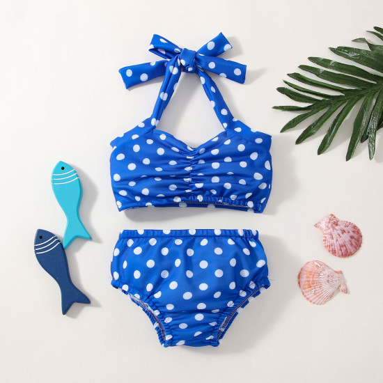 6M-3Y Baby Girl Swimwear & Beachwear Sets Polka Dot Print Lace-Up Bikini And Shorts  Baby Clothes Suppliers   