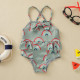 6M-3Y Baby Girl Rainbow & Leopard Print Suspender One Piece Swimsuit  Baby Clothes Suppliers   