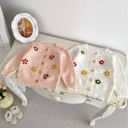 3-24M Baby Girls Handmade Hook-Knit Cardigan Sweater  Baby Clothing   
