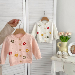 3-24M Baby Girls Handmade Hook-Knit Cardigan Sweater  Baby Clothing   