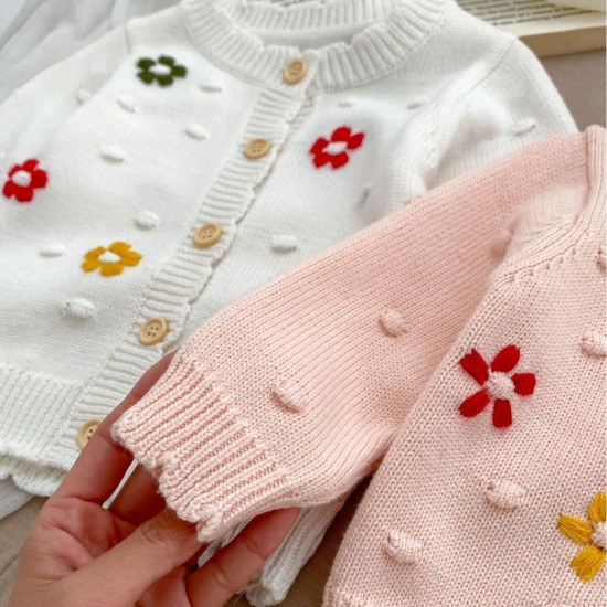 3-24M Baby Girls Handmade Hook-Knit Cardigan Sweater  Baby Clothing   