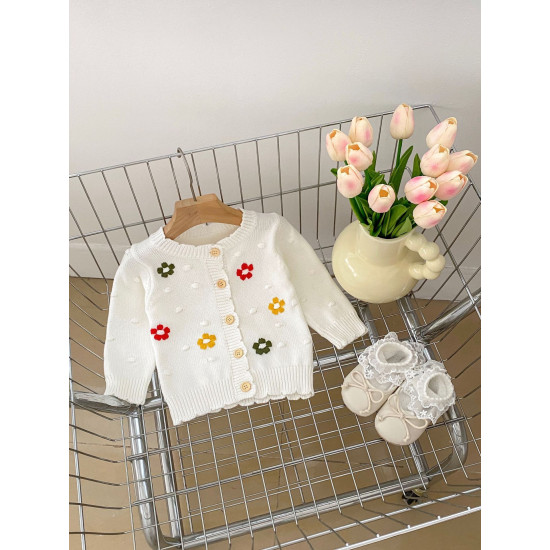 3-24M Baby Girls Handmade Hook-Knit Cardigan Sweater  Baby Clothing   