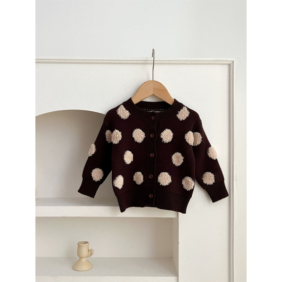3-24M Baby Knitted Jacquard Polka Dots Sweater Cardigan  Baby Clothes   