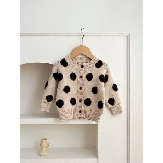 3-24M Baby Knitted Jacquard Polka Dots Sweater Cardigan  Baby Clothes   