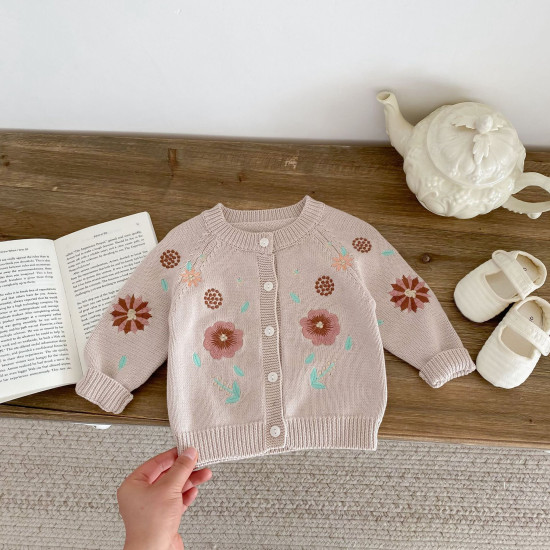 3-24M Baby Girls Embroidered Sweater Knitted Cardigan  Baby Clothing   