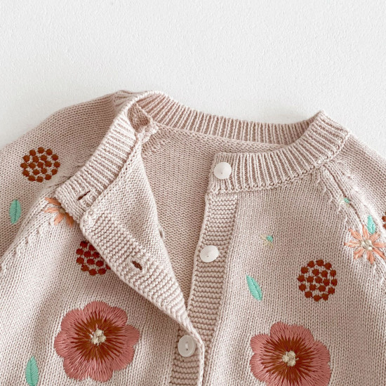 3-24M Baby Girls Embroidered Sweater Knitted Cardigan  Baby Clothing   
