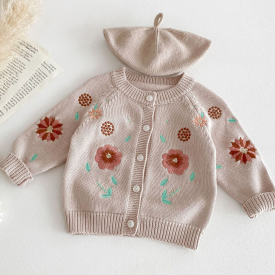 3-24M Baby Girls Embroidered Sweater Knitted Cardigan  Baby Clothing   