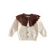 3-24M Baby Girls Retro Large Lapel Sweater Knit Cardigan  Baby Clothing   