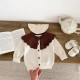 3-24M Baby Girls Retro Large Lapel Sweater Knit Cardigan  Baby Clothing   