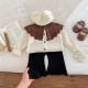 3-24M Baby Girls Retro Large Lapel Sweater Knit Cardigan  Baby Clothing   