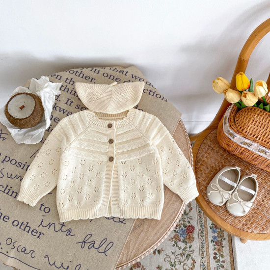 3-24M Baby Hollow Long Sleeve Knitted Jackets Cardigan  Baby Clothing   