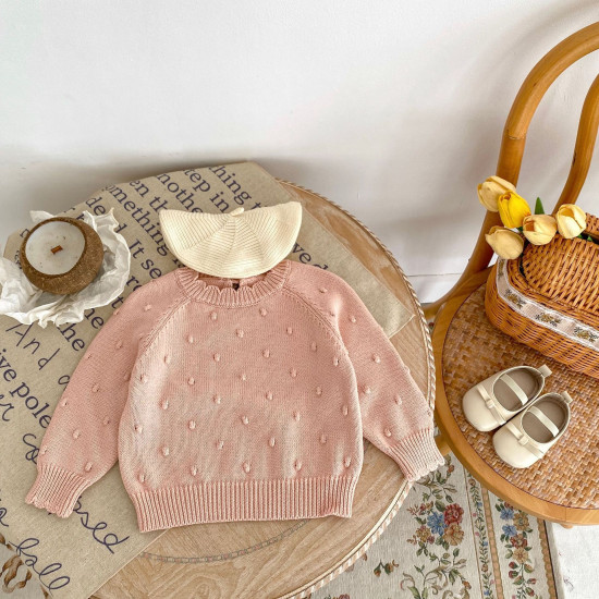 3-24M Baby Puff Point Long Sleeve Pullover Knit Sweater  Baby Clothing   