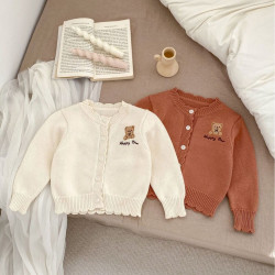 3-24M Baby Cardigan Bear Embroidered Sweater  Baby Clothes   