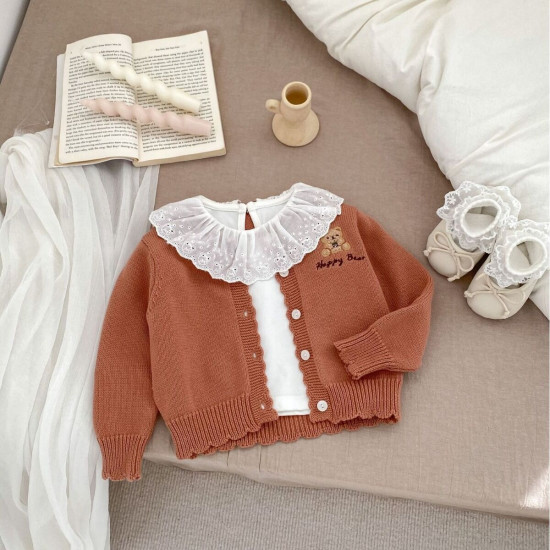 3-24M Baby Cardigan Bear Embroidered Sweater  Baby Clothes   