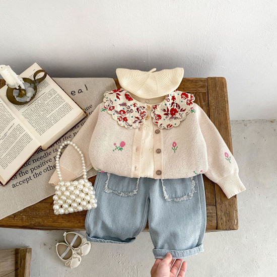 3-24M Baby Floral Jacquard Knit Cardigan Sweater  Baby Clothes   