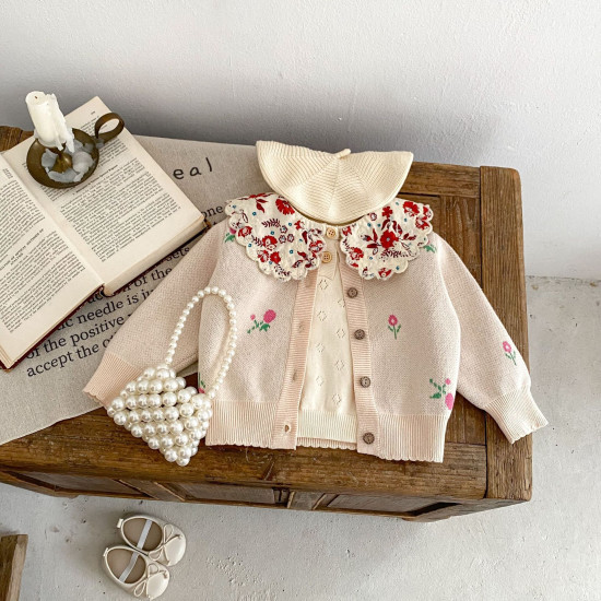 3-24M Baby Floral Jacquard Knit Cardigan Sweater  Baby Clothes   