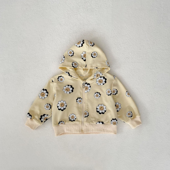3-24M Baby Smiley Daisy Print Hooded Sweatshirts  Baby Clothes   