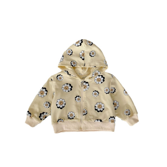 3-24M Baby Smiley Daisy Print Hooded Sweatshirts  Baby Clothes   