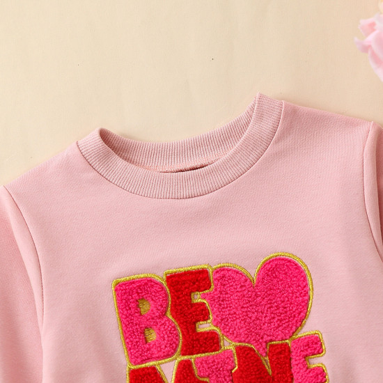 3-24M Baby Valentine's Day Towel Embroidered Love Letters Sweatshirts  Baby Clothes   