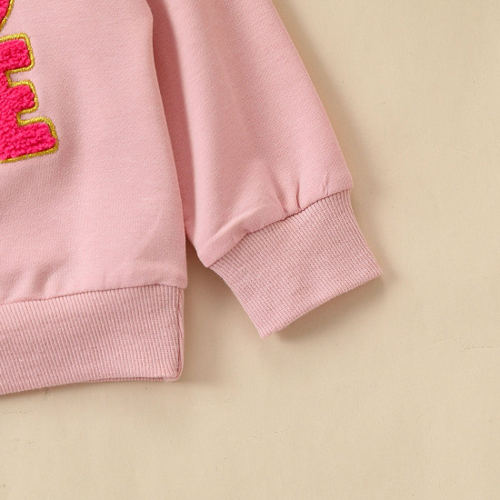 3-24M Baby Valentine's Day Towel Embroidered Love Letters Sweatshirts  Baby Clothes   