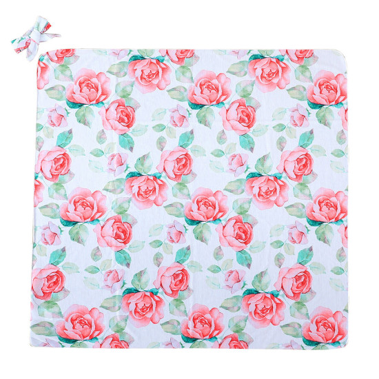 Newborn Flower Print Throw Baby Blanket Swaddle & Headband  Accessories Vendors   