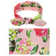 Baby Wrap Floral Print Rabbit Ears Headband Blanket Swaddle  Accessories   