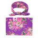 Baby Wrap Floral Print Rabbit Ears Headband Blanket Swaddle  Accessories   