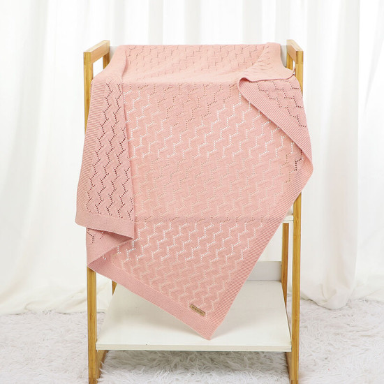 Newborn Solid Color Eyelets Knitting Baby Blankets  Baby Boutique Clothing   