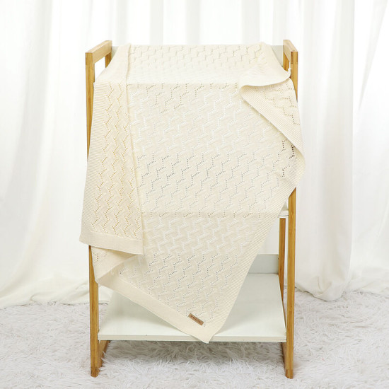 Newborn Solid Color Eyelets Knitting Baby Blankets  Baby Boutique Clothing   