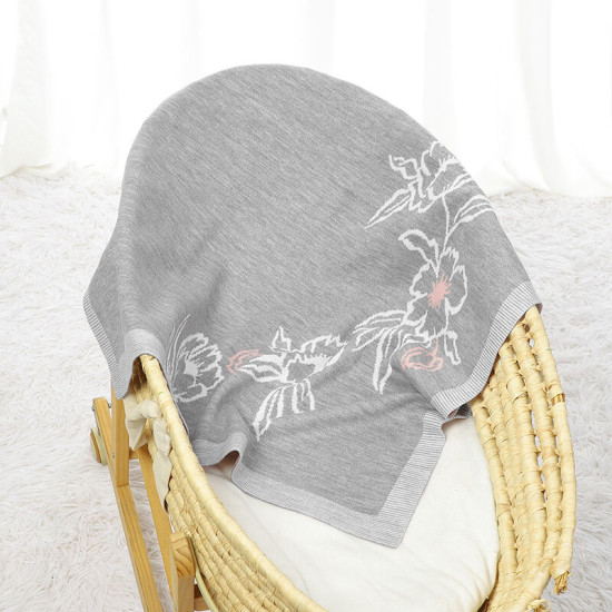 Newborn Unisex Baby Flower Print Knitted Blankets  Accessories Vendors   