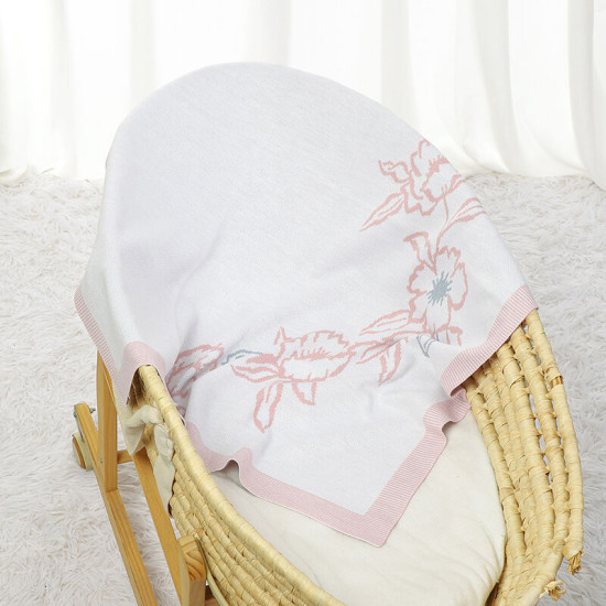 Newborn Unisex Baby Flower Print Knitted Blankets  Accessories Vendors   