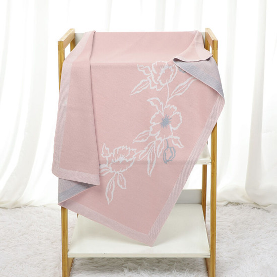 Newborn Unisex Baby Flower Print Knitted Blankets  Accessories Vendors   