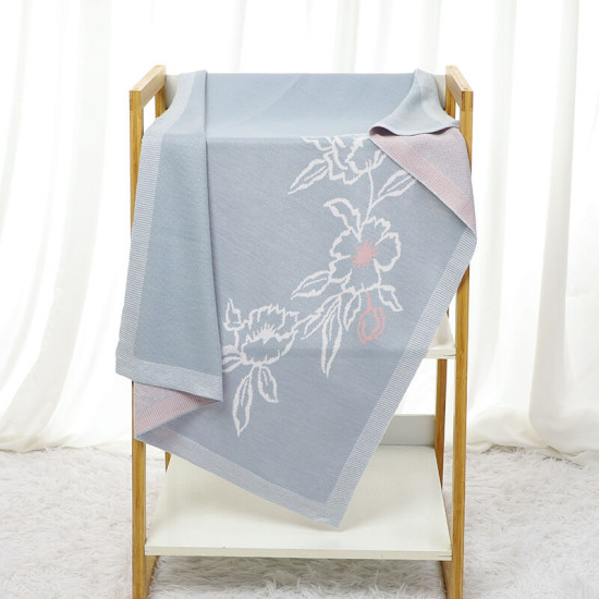 Newborn Unisex Baby Flower Print Knitted Blankets  Accessories Vendors   