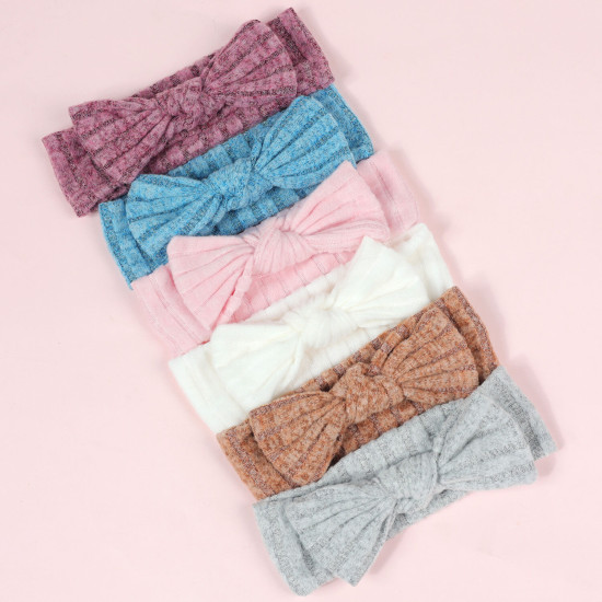 MOQ 2PCS Solid Color Hairband Newborn Bow Elastic Headband  Accessories   