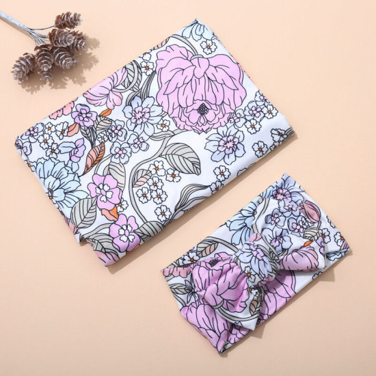 Baby Swaddle Wrap And Big Bow Headband Set Of 2 Baby Accessories    