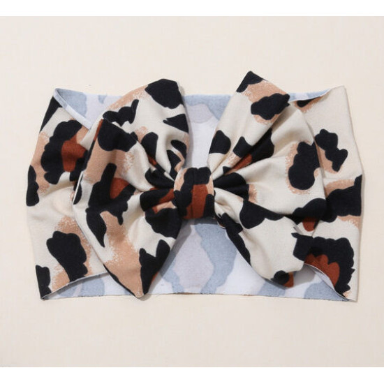 Baby Milk Silk Leopard Headband With Big Bow Baby Accessories    
