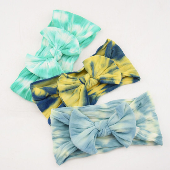 MOQ 2PCS Baby Tie Dye Nylon Bow Headband Baby Accessories    