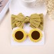 MOQ 2PCS Nylon Solid Bow Headband And Sunglasses 2 Pieces Hair Accessories Sets   