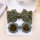 MOQ 2PCS Nylon Solid Bow Headband And Sunglasses 2 Pieces Hair Accessories Sets   