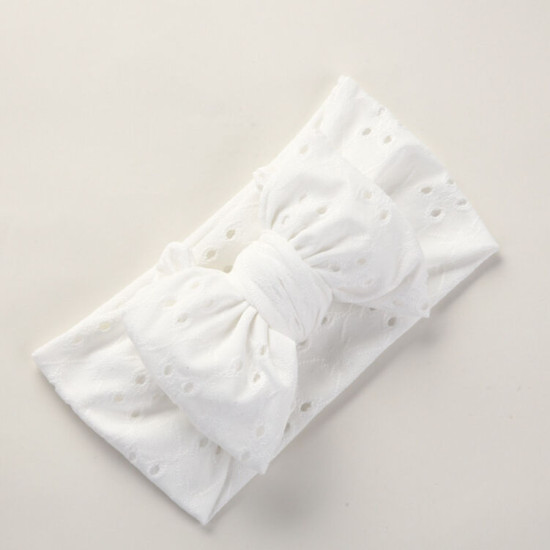 MOQ 2PCS Hand Embroidered Bow Lace Hole Baby Headband  Accessories Vendors   