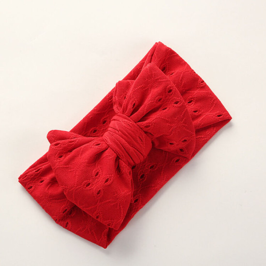 MOQ 2PCS Hand Embroidered Bow Lace Hole Baby Headband  Accessories Vendors   