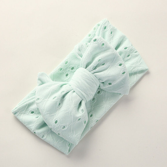 MOQ 2PCS Hand Embroidered Bow Lace Hole Baby Headband  Accessories Vendors   
