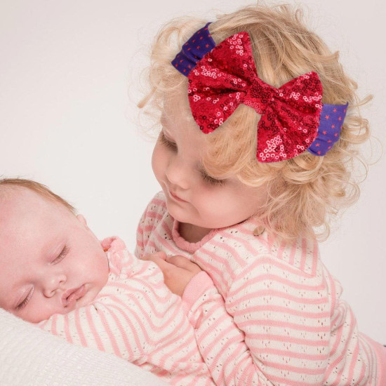 MOQ 2PCS Independence Day Striped Stars Bow Baby Headband   