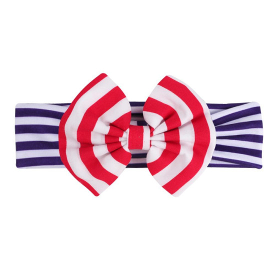 MOQ 2PCS Independence Day Striped Stars Bow Baby Headband   
