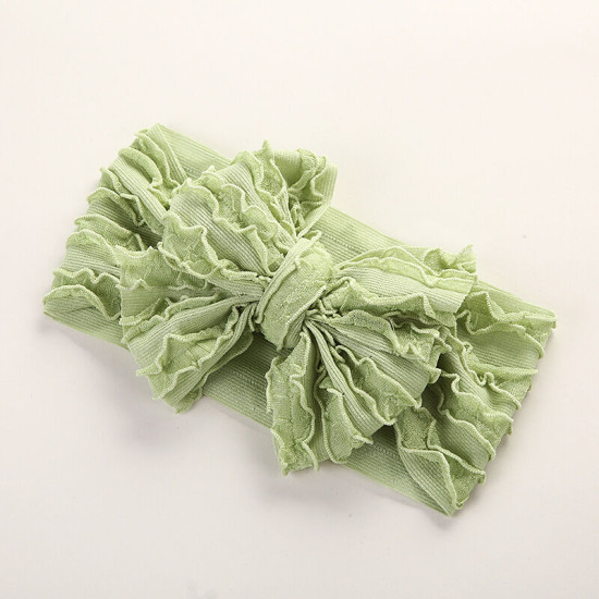 MOQ 2PCS Solid Color Ruffle Trim Bow Baby Headband   