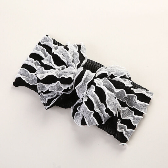 MOQ 2PCS Solid Color Ruffle Trim Bow Baby Headband   