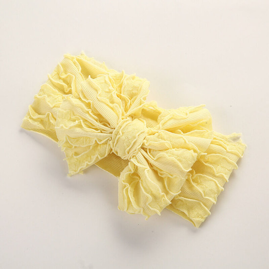 MOQ 2PCS Solid Color Ruffle Trim Bow Baby Headband   